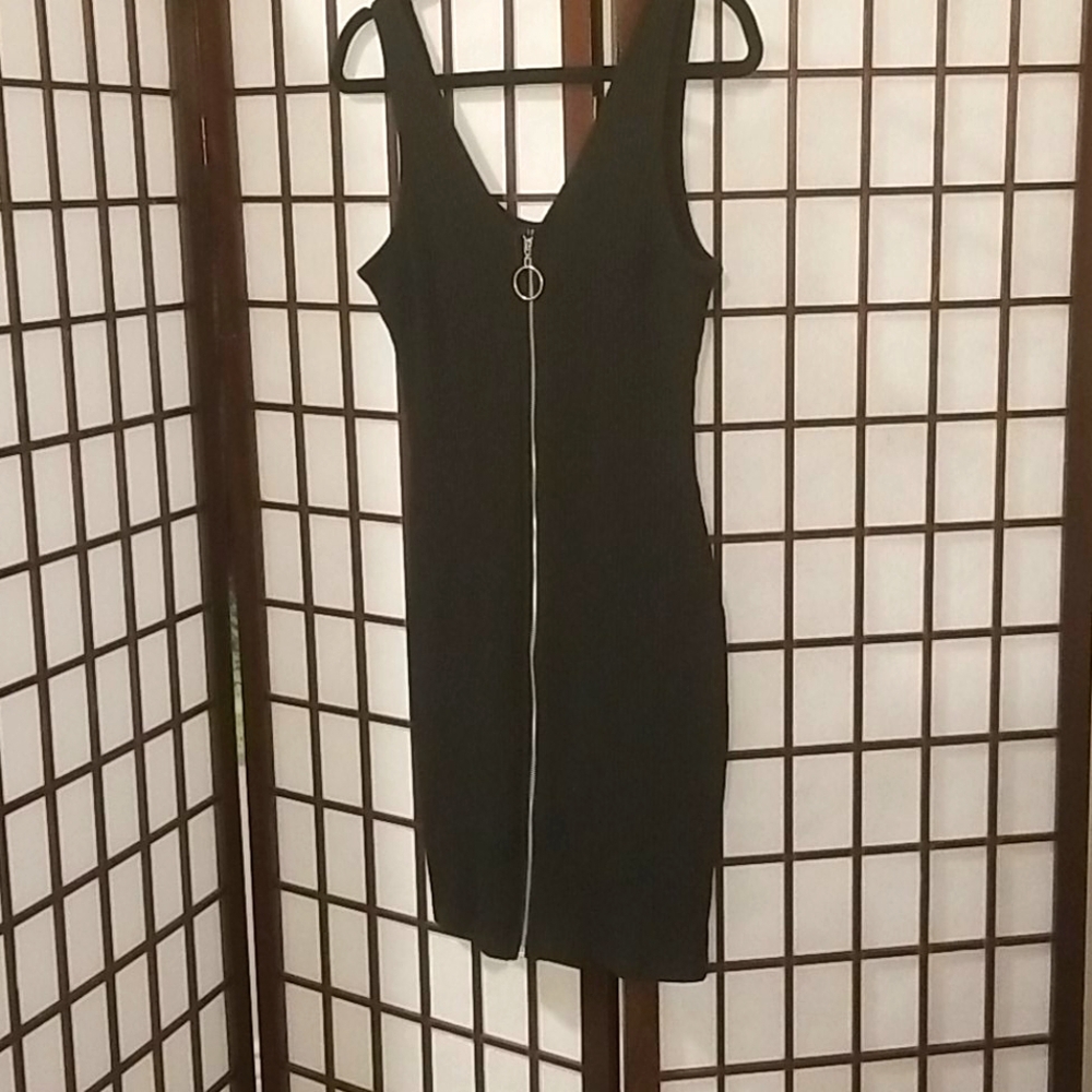 Iris Black Midi Dress with Zipper Detail holiday dress
